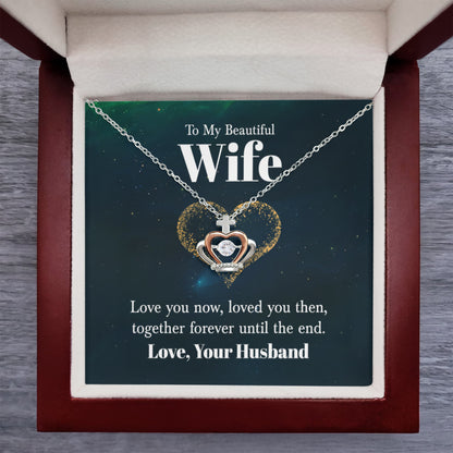 To My Wife Necklace - Special Jewelry Gift from Husband for Birthday, Christmas & Valentine’s Day - Crown Pendant Necklace