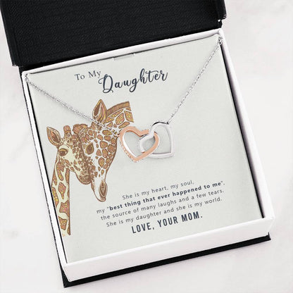 To My Daughter Necklace - Sentimental Jewelry Gift from Mom for Graduation & Life Achievements - Interlocking Hearts Necklace