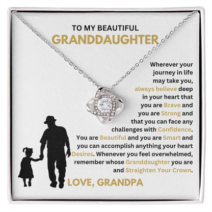 To My Granddaughter Necklace – Holiday Gift for Granddaughter Graduation from Grandpa – Love Knot Necklace