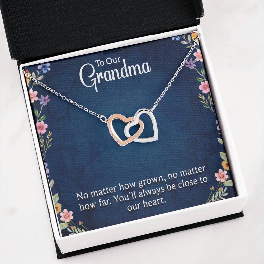 To Our Grandma - You will always be close to our heart - Gift for Grandmother - Interlocking Hearts Necklace