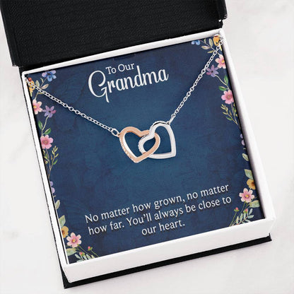 To Our Grandma - You will always be close to our heart - Gift for Grandmother - Interlocking Hearts Necklace