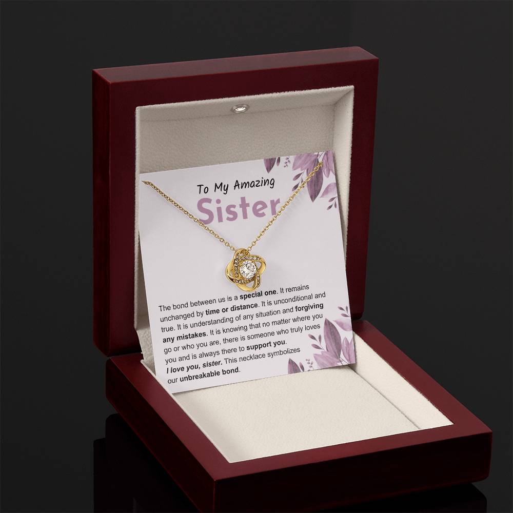 Sentimental Gift for Sister - The bond between us is a special one - Love Knot Necklace