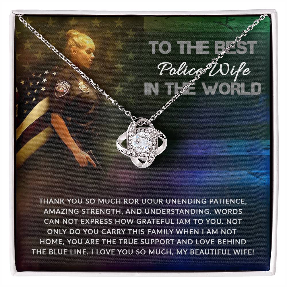 To The Best Police Wife Gift from Husband - Love Knot Necklace