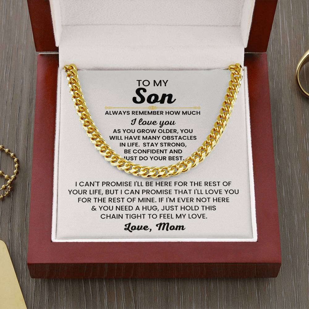 To My Son Necklace - Always remember how much I love you - Cuban Link Chain Gift for Son