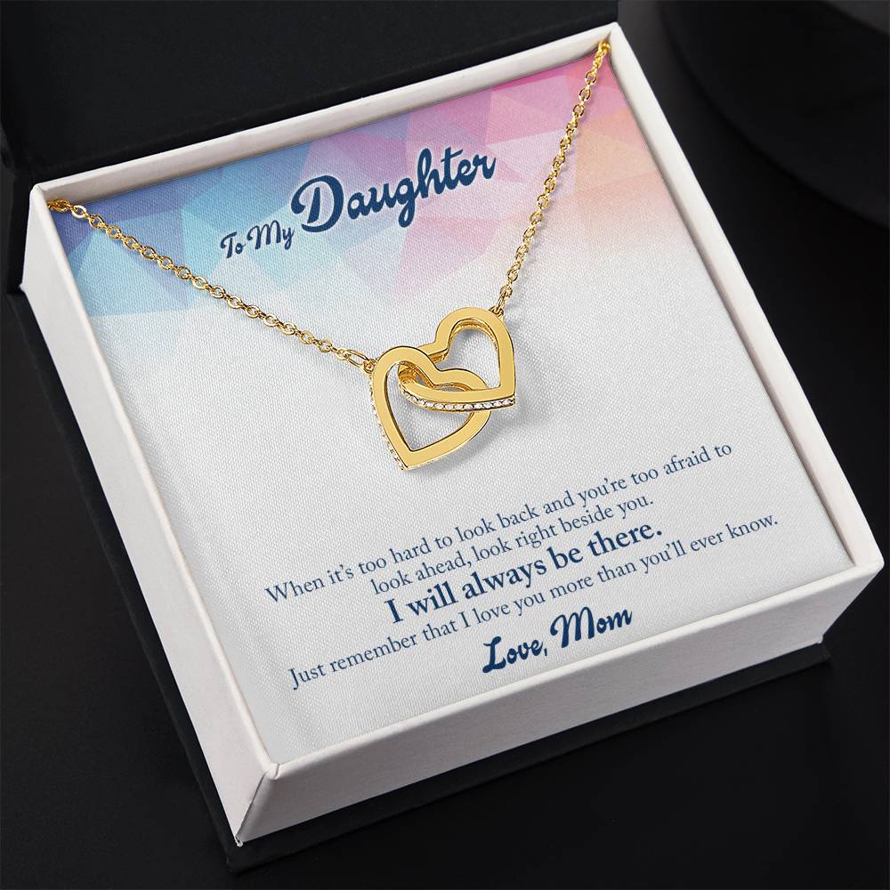To My Daughter Necklace – Holiday Gift for Daughter Graduation from Mom – Interlocking Hearts Necklace