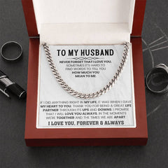 Romantic Gifts for Husband, Gold Chain Necklace with Love Message, To My Husband
