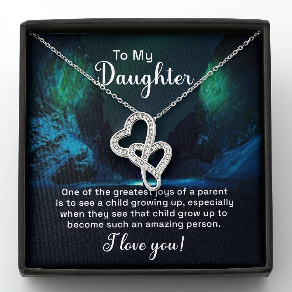 To My Daughter Necklace – Perfect Daughter Gift for Graduation & Birthday – Heart-to-heart Pendant Necklace