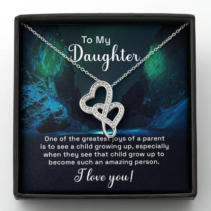 To My Daughter Necklace – Perfect Daughter Gift for Graduation & Birthday – Heart-to-heart Pendant Necklace