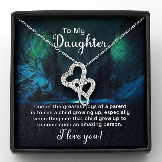 To My Daughter Necklace – Perfect Daughter Gift for Graduation & Birthday – Heart-to-heart Pendant Necklace