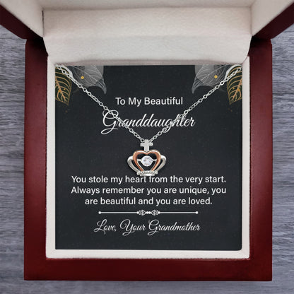 To My Granddaughter Necklace – Birthday & Valentine’s Gift from Grandma – Crown Pendant Necklace