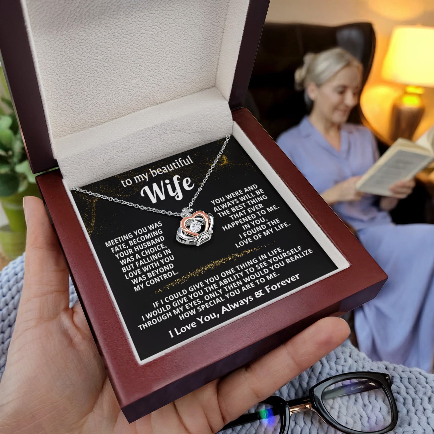 To My Wife Necklace - Sweet Love Gift from Husband - Crown Pendant Necklace