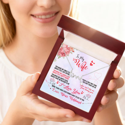 To My Wife Gift from Husband - Romantic Jewelry for Birthday & Anniversary Celebrations - Scripted Love Necklace