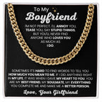 To My Boyfriend - Cuban Link Chain - Girlfriend to Boyfriend Anniversary, Christmas & Birthday Gift