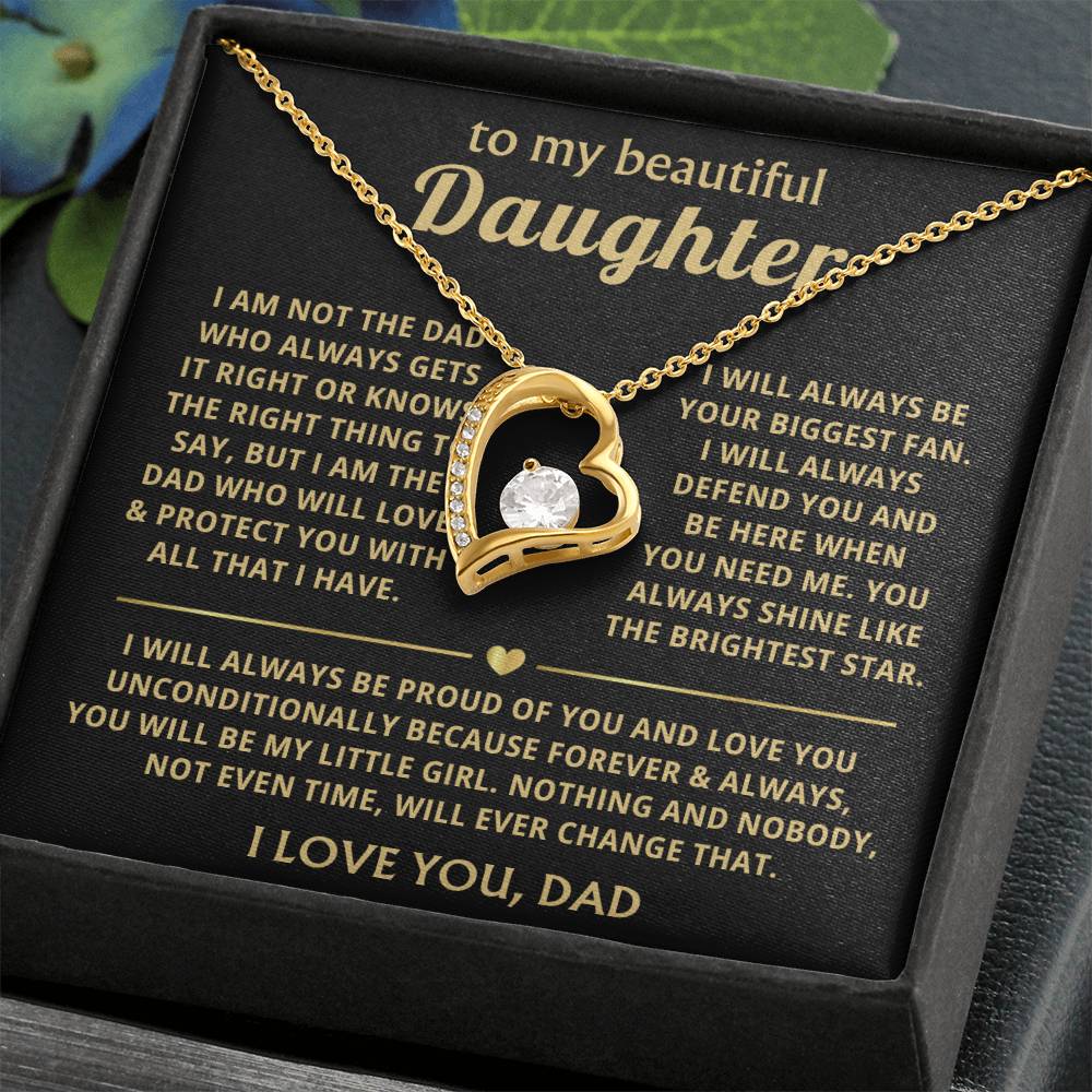 To My Daughter Necklace - Everyday Love Jewelry Gift from Dad for Daughter’s Birthday & Just Because - Forever Love Necklace