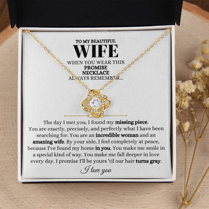 To My Beautiful Wife Necklace - Loving Husband Gift for Christmas, Valentine’s Day & Birthday Celebrations - Love Knot Necklace