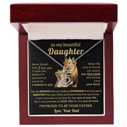 To My Daughter Necklace - Proud Dad to Daughter Jewelry for Birthday, Graduation & Special Celebrations - Anchor Pendant Necklace