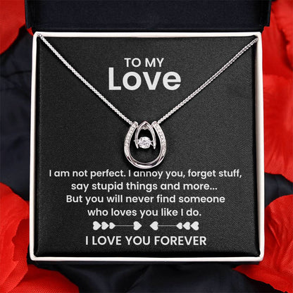 To My Wife Necklace - Romantic Everyday Jewelry Gift from Husband for Birthday, Valentine’s Day & Just Because - Lucky In Love Necklace