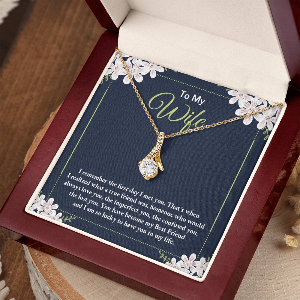 To My Wife Necklace - Special Love Jewelry for Wife from Husband for Birthday, Anniversary & Valentine’s Day - Alluring Beauty Necklace