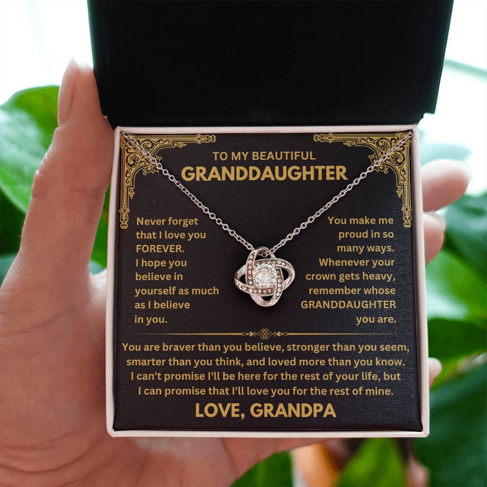 To My Granddaughter Necklace – Graduation & Christmas Gift from Grandpa – Love Knot Necklace