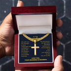 To Our Grandson - Grandson Gift from Grandma and Grandpa - Artisan Cross with Cuban Link Chain