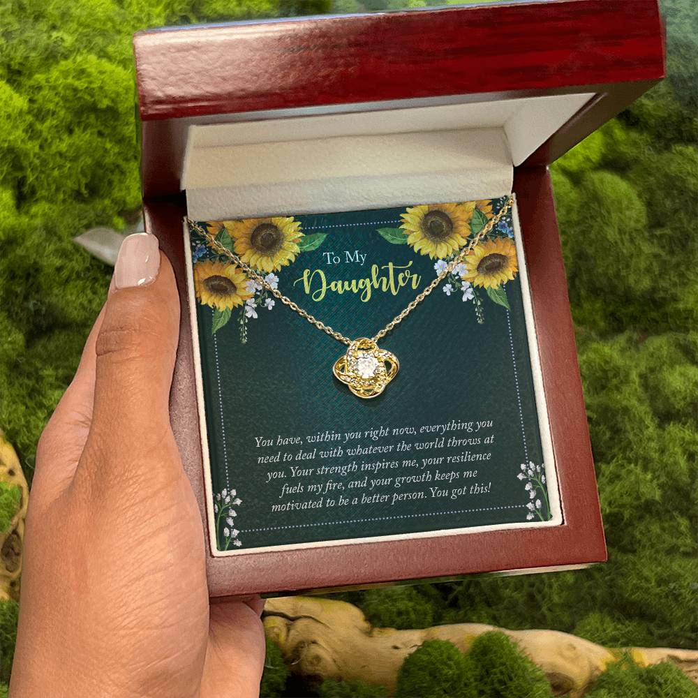 To My Daughter Necklace – Daughter Gift for Birthday Graduation Achievements – Love Knot Necklace