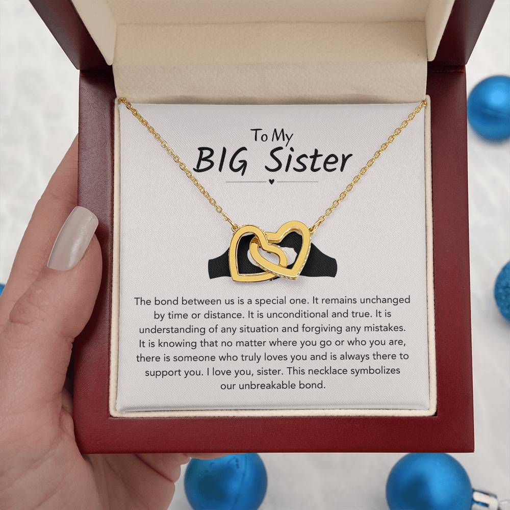 To My Big Sister Necklace - The bond between us is a special one - Gift for Big Sister - Interlocking Hearts Necklace
