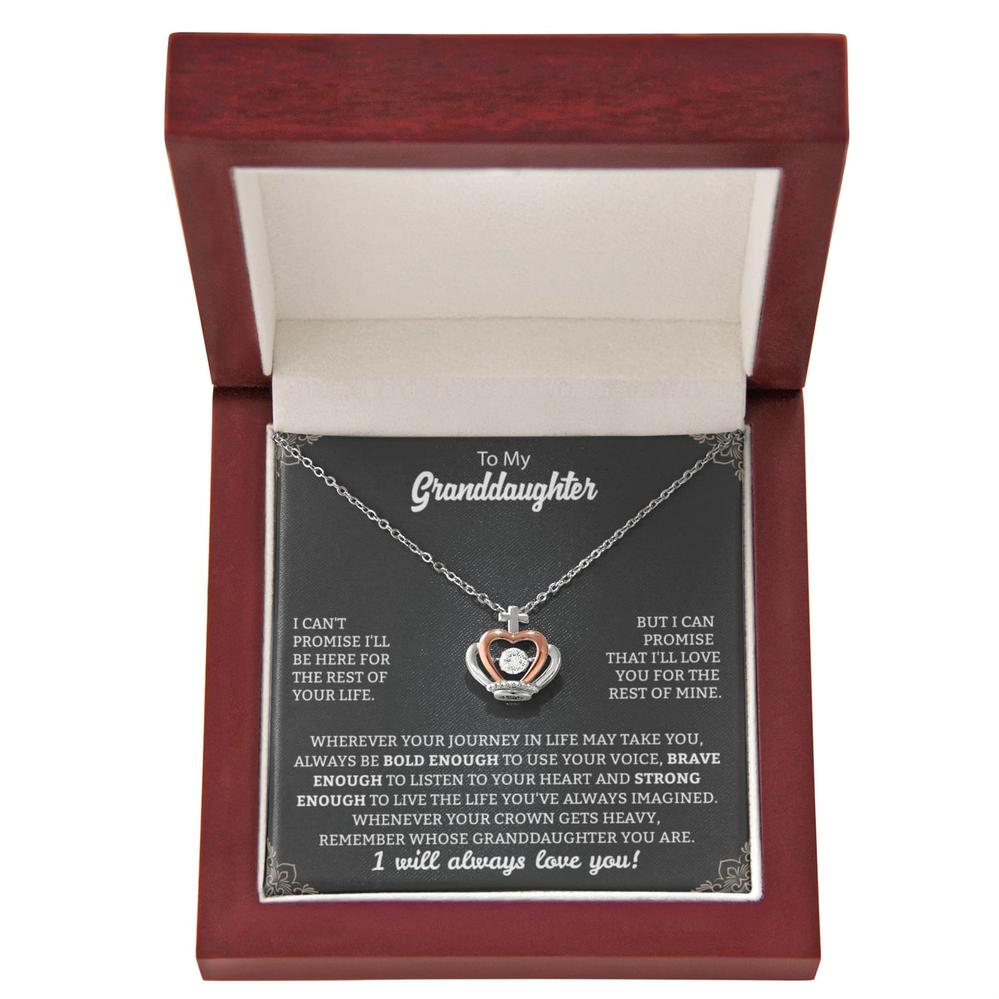 To My Granddaughter Necklace – Graduation Birthday Jewelry Keepsake – Crown Pendant Necklace