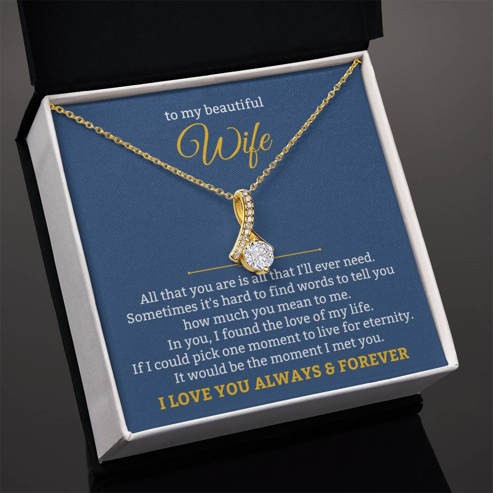 To My Beautiful Wife Necklace - Unforgettable Husband Gift, Emotional Jewelry for Anniversary & Valentine’s Day - Alluring Beauty Necklace