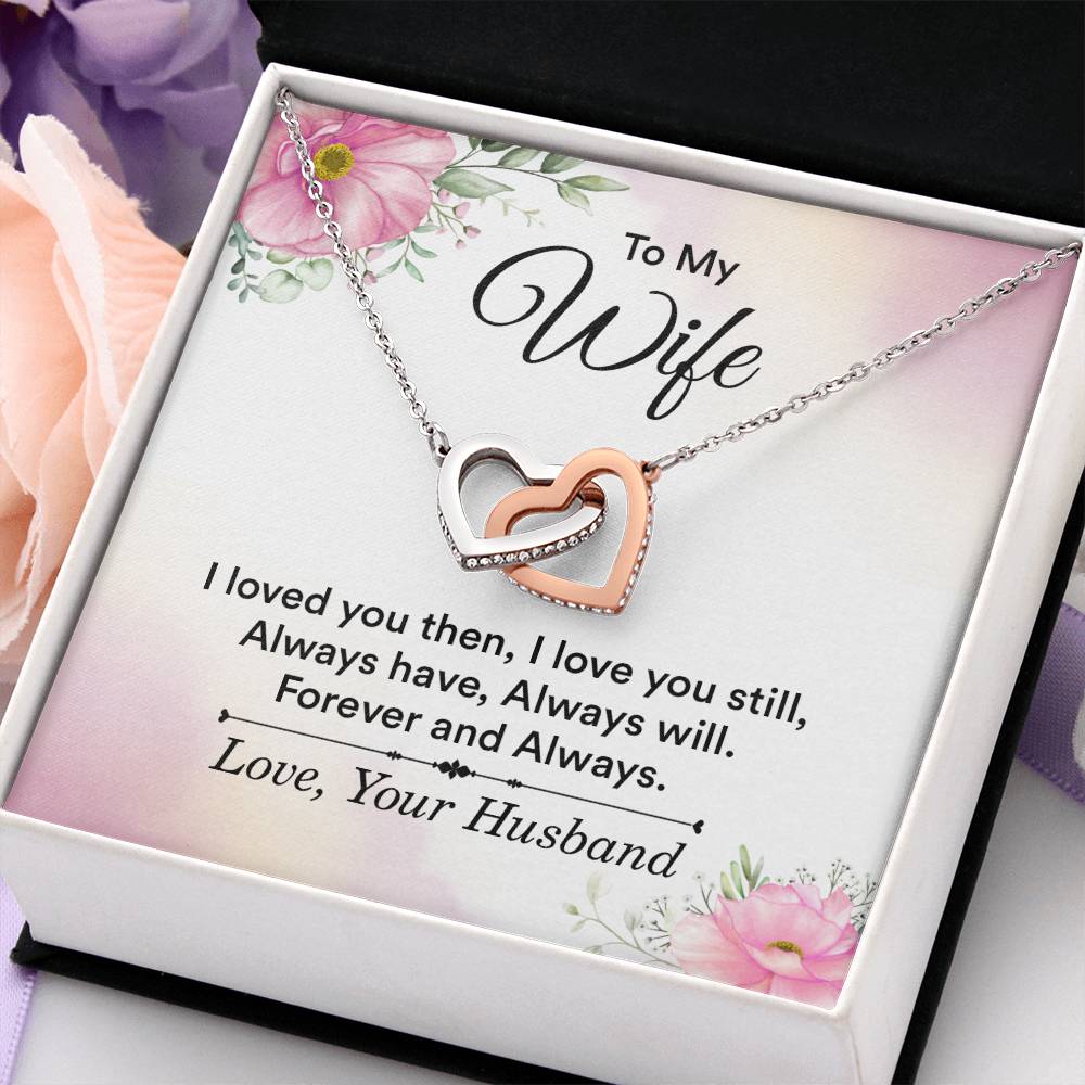 To My Wife Necklace - Emotional Jewelry for Wife from Husband to Celebrate Love on Valentine’s Day & Beyond - Interlocking Hearts Necklace