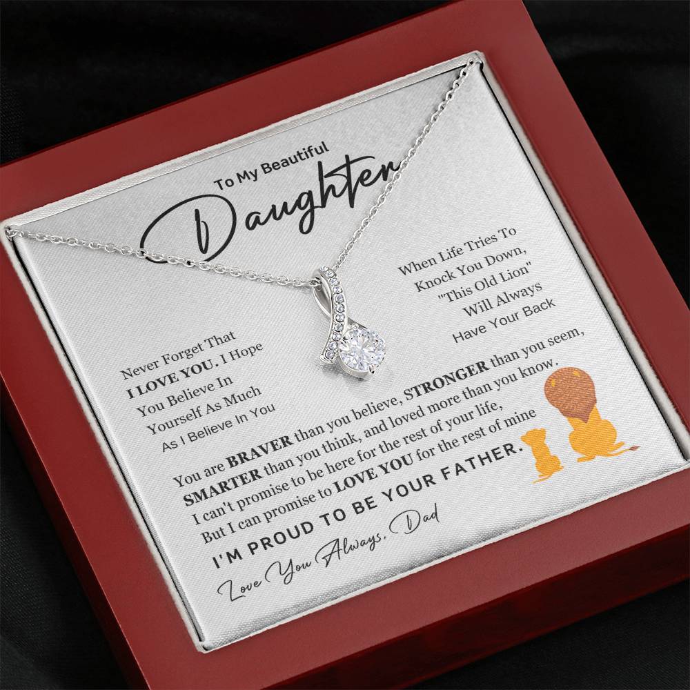 To My Daughter Necklace - Emotional Father to Daughter Jewelry for Birthday, Christmas & Life Happiness - Alluring Beauty Necklace