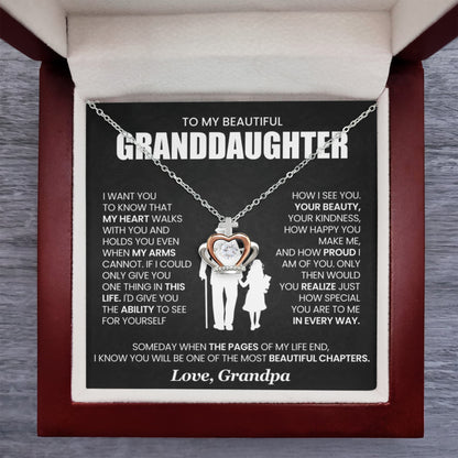 To My Granddaughter Necklace – Present for Granddaughter Birthday Christmas from Grandpa – Crown Pendant Necklace
