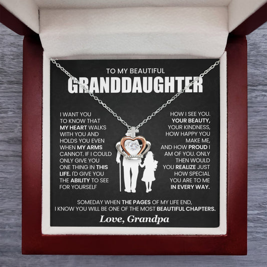 To My Granddaughter Necklace – Present for Granddaughter Birthday Christmas from Grandpa – Crown Pendant Necklace