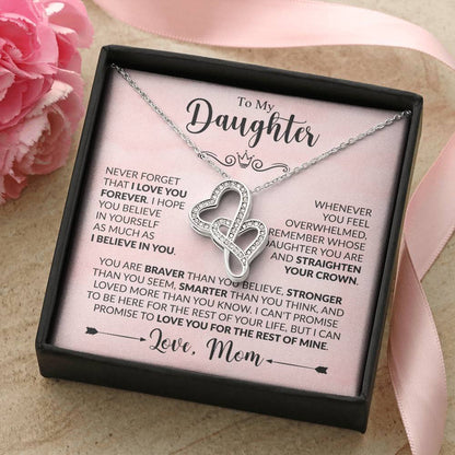 Gift for Daughter from Mom - You are braver than you believe - Heart-to-heart Pendant Necklace