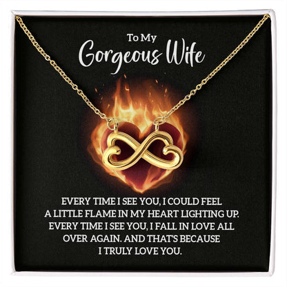 To My Gorgeous Wife Necklace - Touching Romantic Gift for Wife from Husband for Christmas, Anniversary & Valentine’s Day - Endless Love Necklace