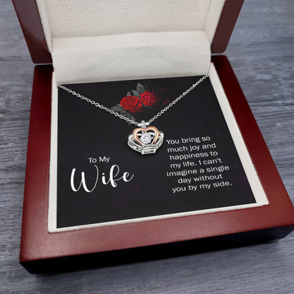 To My Wife Necklace - Forever & Always Jewelry Gift from Husband for Valentine’s Day & Birthday - Crown Pendant Necklace