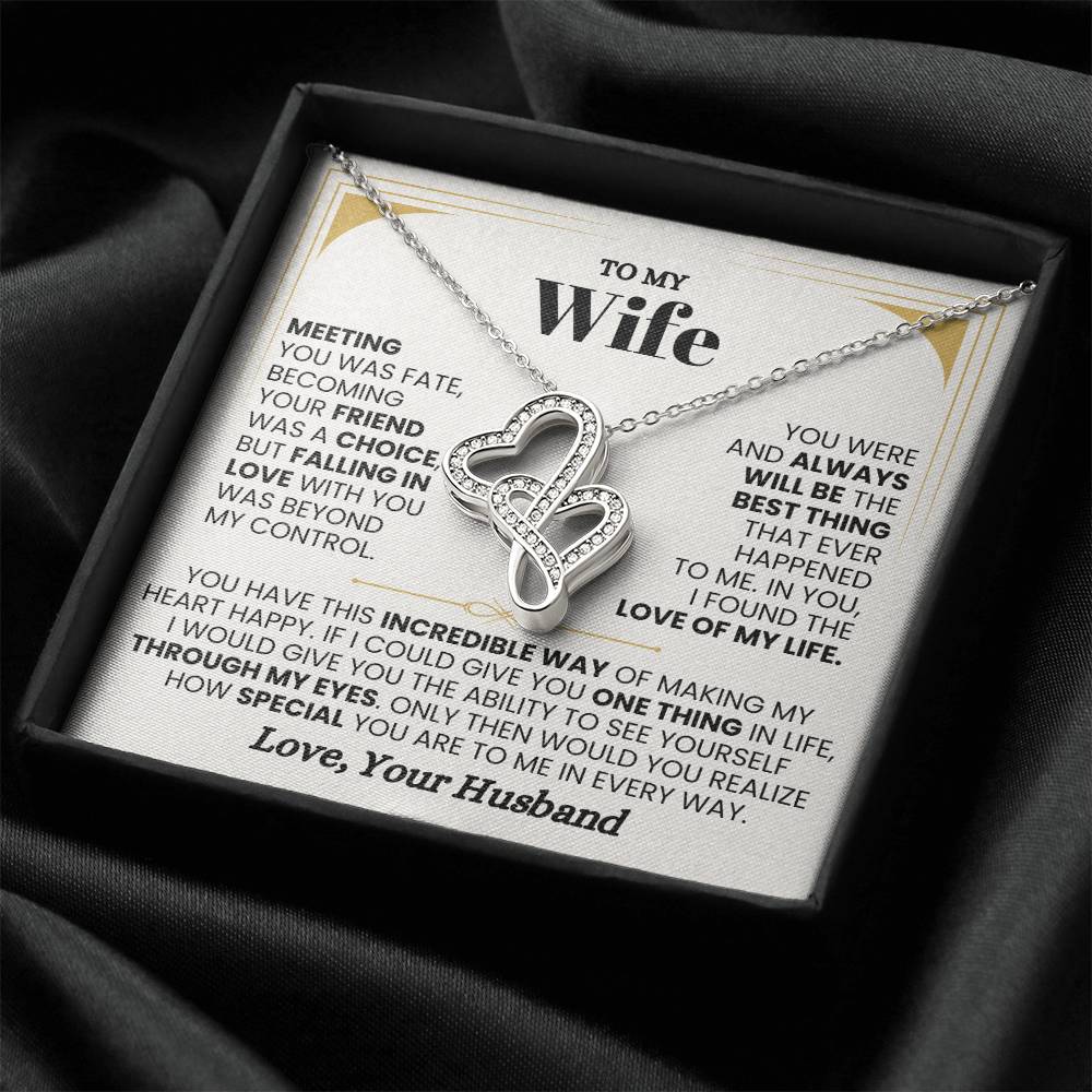 To My Wife Necklace - Sentimental Birthday Gift from Husband, Romantic Jewelry for Valentine’s Day & Holidays - Heart-to-heart Pendant Necklace