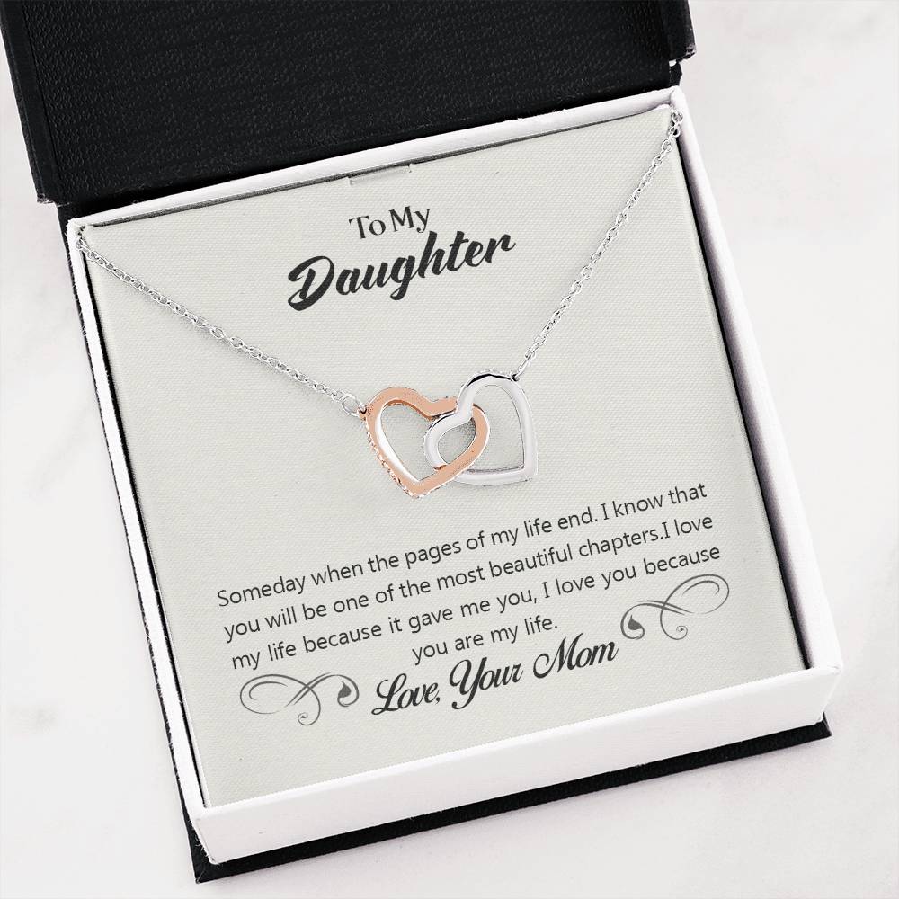 To My Daughter Necklace - Best Gift for Daughter’s Birthday from Mom - Interlocking Hearts Necklace