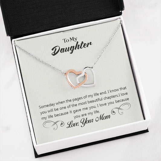 To My Daughter Necklace - Best Gift for Daughter’s Birthday from Mom - Interlocking Hearts Necklace