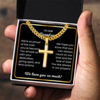 To Our Grandson - We love you so much - Gift for Grandson from Grandparents - Artisan Cross with Cuban Link Chain