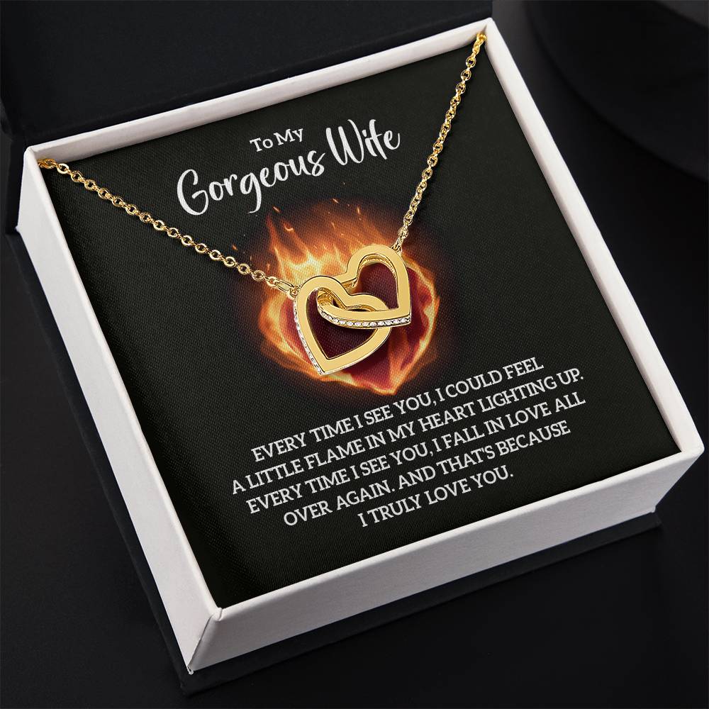 To My Wife Necklace - Special Love Jewelry for Wife from Husband for Birthday, Anniversary & Valentine’s Day - Interlocking Hearts Necklace