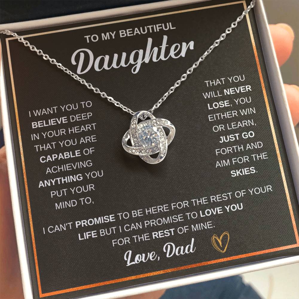 To My Daughter Necklace – Graduation & Xmas Gift from Dad – Love Knot Necklace