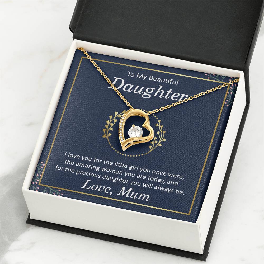 To My Daughter Necklace – Daughter Necklace for Graduation Birthday Occasions from Mum – Forever Love Necklace