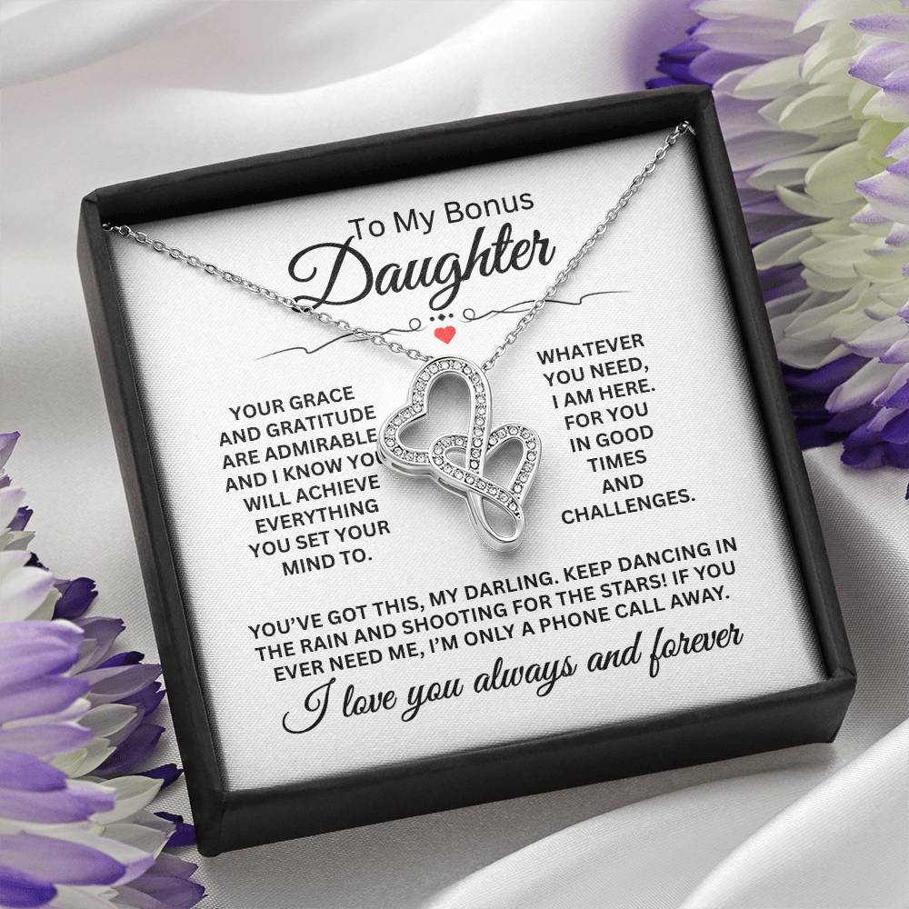 To My Daughter Necklace - I Promise To Love and Protect You - Heart-to-heart Pendant Necklace