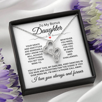 To My Daughter Necklace - I Promise To Love and Protect You - Heart-to-heart Pendant Necklace