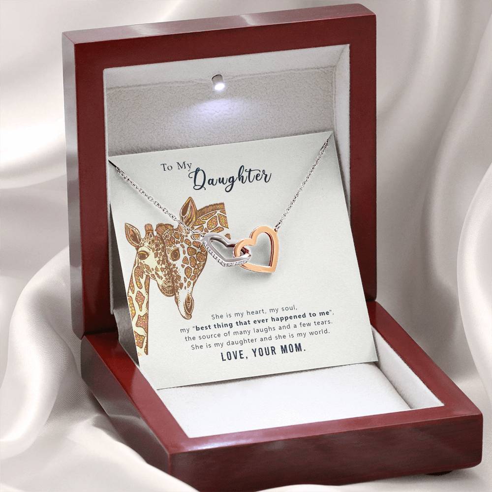 To My Daughter Necklace - Sentimental Jewelry Gift from Mom for Graduation & Life Achievements - Interlocking Hearts Necklace