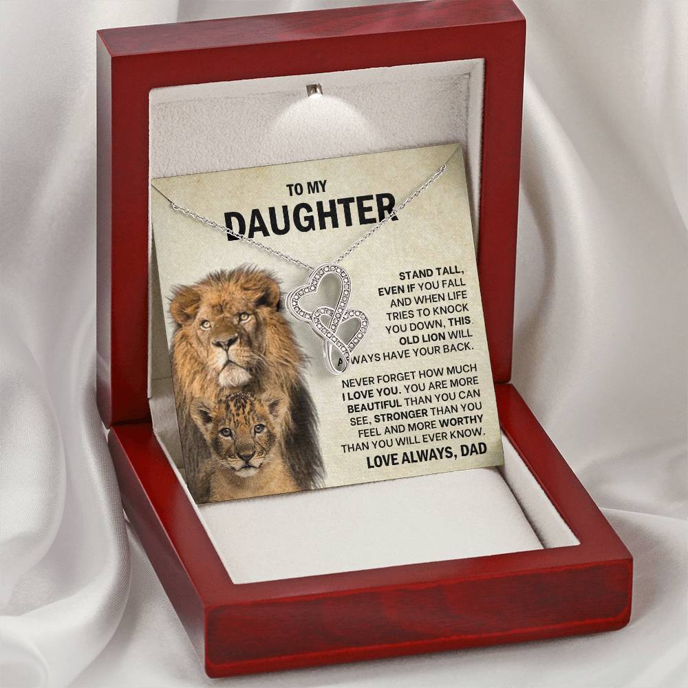 To My Daughter Necklace - Stand Tall - Dad to Daughter Gift - Heart-to-heart Pendant Necklace