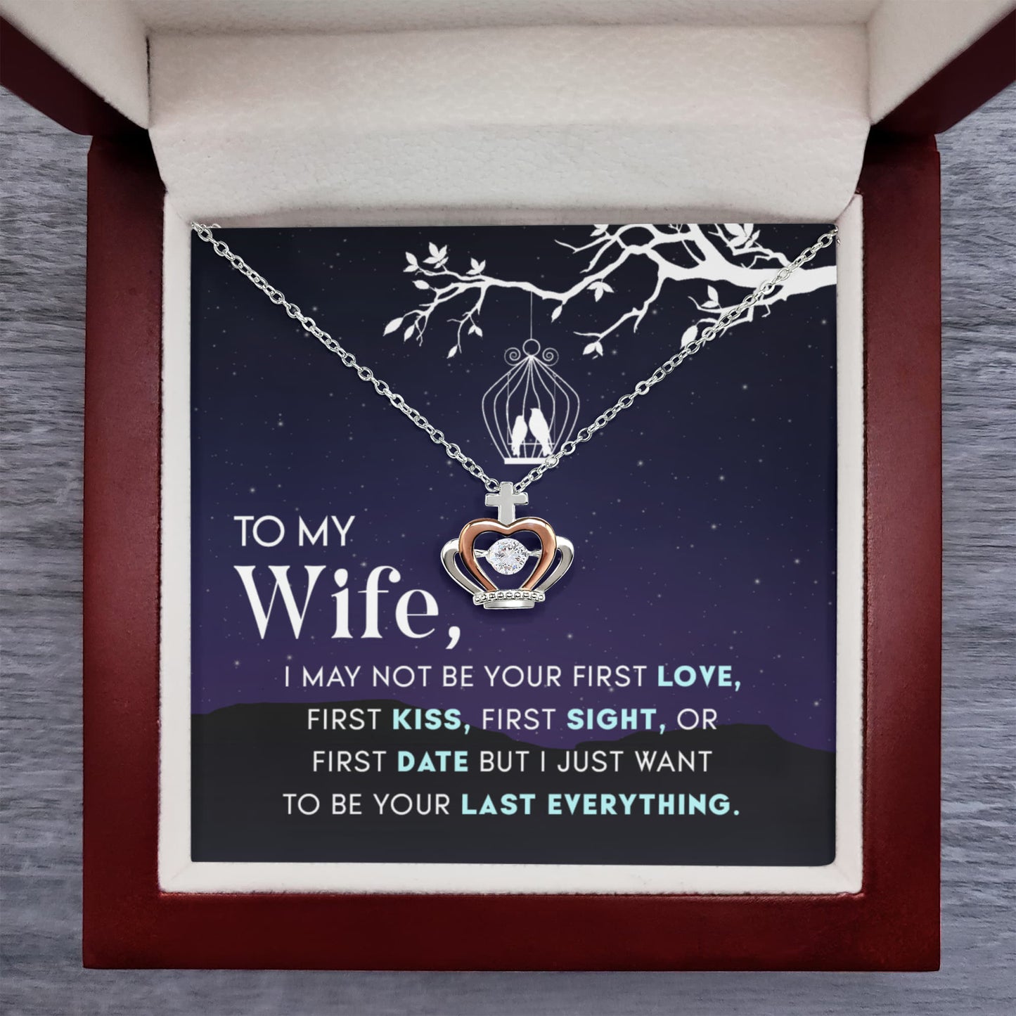 Unique Gift for Wife - Loving Jewelry from Husband for Birthday, Valentine’s Day & Holidays - Crown Pendant Necklace