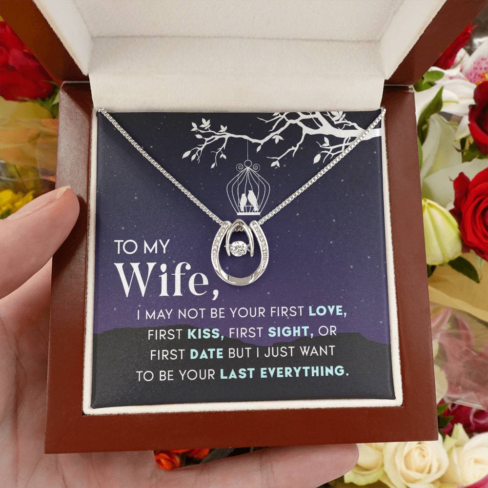 To My Wife Necklace - Sentimental Jewelry Gift from Husband for Birthday, Anniversary & Valentine’s Day - Lucky In Love Necklace