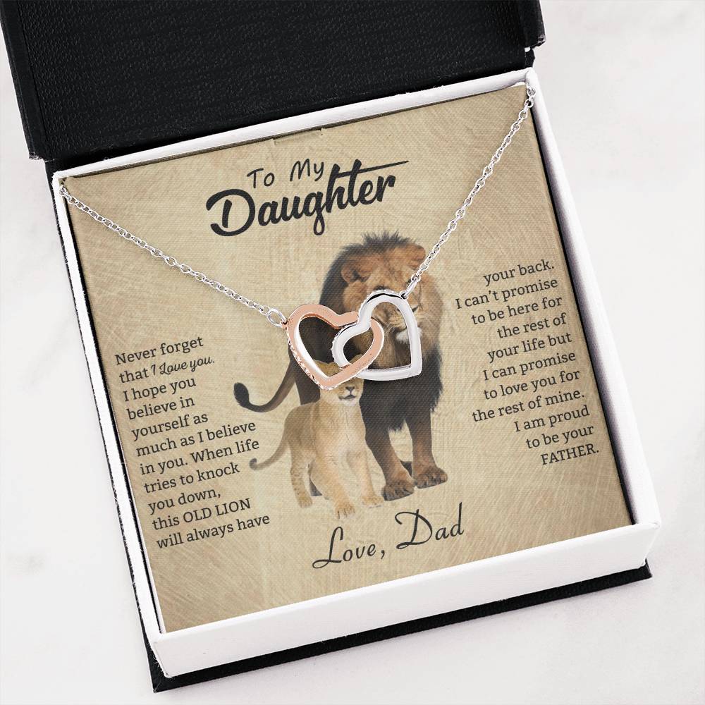 To My Daughter Necklace - Everyday Love Jewelry Gift from Dad for Daughter’s Birthday & Just Because - Interlocking Hearts Necklace
