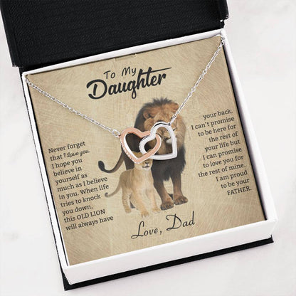 To My Daughter Necklace - Everyday Love Jewelry Gift from Dad for Daughter’s Birthday & Just Because - Interlocking Hearts Necklace
